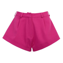 Load image into Gallery viewer, We're bringing the heat with these flowy swing it baby shorts! Great for day parties with your girls or even a night out with your bae! These shorts come in a soft hot pink material, front zip and button closure. Style these sexy shorts with a white bodysuit or a rhinestone denim corset, simple high heels and handbag for a complete look!