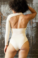 Load image into Gallery viewer, We're bringing you the ultimate crossover bodysuit! Perfect for building your favorite looks all year round. This bodysuit comes in a luxurious milky smooth soft fabric it is also wrinkle free. Our sexy crossover bodysuit featuring a sexy neckline, cut out back and snap seat closure. Made of materials that allow great stretch and breathable fabric. Style it with a blazer and jeans or one of our sexy pleated skirts matching high waist legging and heels to create a casual-chic look.