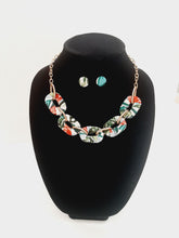 Load image into Gallery viewer, This flawless chain tropical floral material necklace set is a dream. Not only will it give you the party look you desire, but also make it simple to transition from summer to fall and even winter.