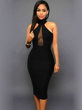 Load image into Gallery viewer, Our gorgeous Grecian Cutout Dress is sure to make heads turn the sheer V-cut stand out, offering a lush look with the cross neckline. Pair this dress with a yellow or pink colored bag for a pop of color and you’re ready for a night on the town.