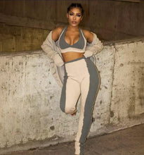 Load image into Gallery viewer, Cookie & Cream Two Piece Set - Tan/Gray Show off those curves this season girl! Great for lounging around, running errands or a night out! This two piece set features a ribbed material, crop top V-neck, sleeveless. Pair this outfit with a simple sandal or sneaker to keep it casual or a transparent high heels and a clutch for a sexy night out look!