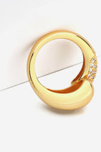 Load image into Gallery viewer, A simplistic yet elegant ring with a geometric style featuring a bypass design fashioned from polished stainless steel and crystals.