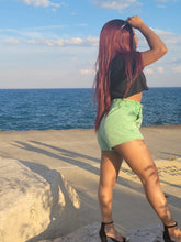 Load image into Gallery viewer, This Keeping It Cute Mini Shorts is ready for the cute brunch or a long weekend away. Featuring diagonal front pockets, front zipper and paper bag silhouette. Pair with clear pumps, a handbag, and a bodysuit to channel urban-chic vibes at brunch or over cocktails with friends.