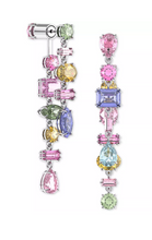 Load image into Gallery viewer, These multicolored drop earrings feature a mix of oval, pear, emerald and navette-cut crystals, arranged in a random formation. An elegant yet playful twist on the essence of Swarovski crystals, wear yours with an off-the-shoulder top to highlight their pastel hues and kinetic craftsmanship.