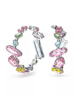 Load image into Gallery viewer, Featuring a mix of dazzling, precision-cut crystals arranged in a random formation, these hoop earrings are an elegant yet playful twist on the essence of Swarovski crystals. Whether worn alone, they make a joyful statement however you choose to style them.