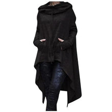 Load image into Gallery viewer, The Lightweight Poncho Hoodie is great for layering. Featuring a soft cotton hooded cardigan, asymmetrical design and drawstring hood. This cute poncho is perfect for travel or extra chilly days when you need an additional layer. It’s a great season transition staple piece in your wardrobe.