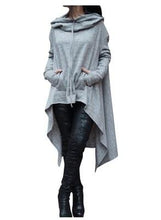 Load image into Gallery viewer, The Lightweight Poncho Hoodie is great for layering. Featuring a soft cotton hooded cardigan, asymmetrical design and drawstring hood. This cute poncho is perfect for travel or extra chilly days when you need an additional layer. It’s a great season transition staple piece in your wardrobe.
