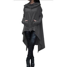 Load image into Gallery viewer, The Lightweight Poncho Hoodie is great for layering. Featuring a soft cotton hooded cardigan, asymmetrical design and drawstring hood. This cute poncho is perfect for travel or extra chilly days when you need an additional layer. It’s a great season transition staple piece in your wardrobe.
