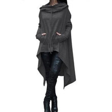Load image into Gallery viewer, The Lightweight Poncho Hoodie is great for layering. Featuring a soft cotton hooded cardigan, asymmetrical design and drawstring hood. This cute poncho is perfect for travel or extra chilly days when you need an additional layer. It’s a great season transition staple piece in your wardrobe.