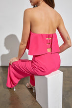 Load image into Gallery viewer, V Off Shoulder Jumpsuit- Hot Pink Or Off White
