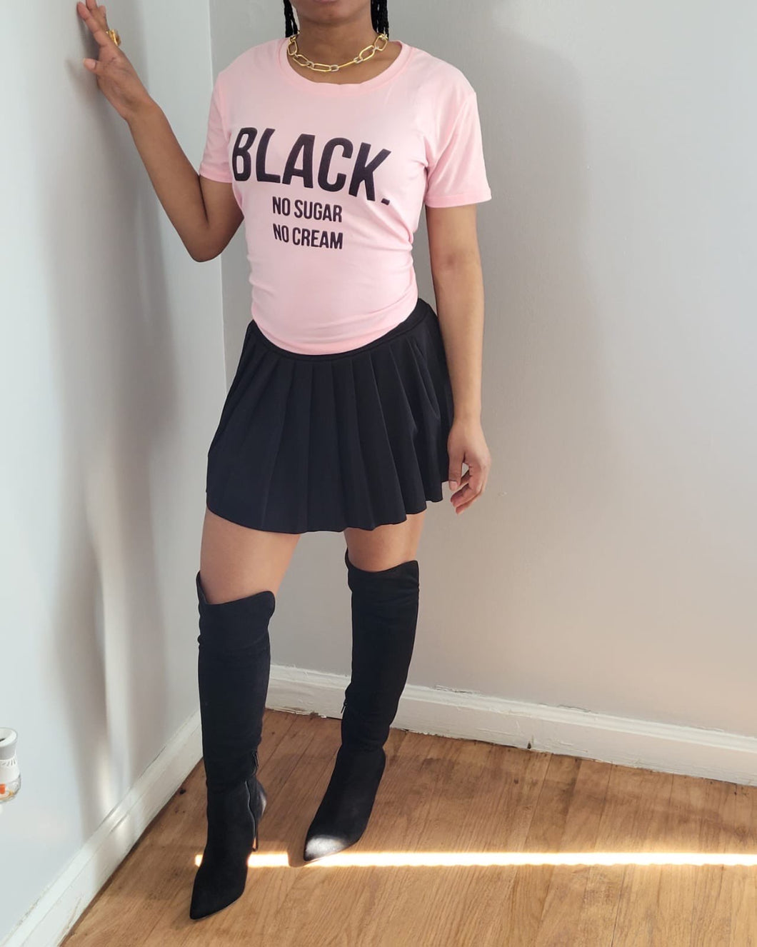 Black No Sugar No Cream T-Shirt - Pink