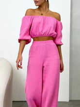 Load image into Gallery viewer, Kallie Way Off Shoulder Pants Set
