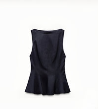 Load image into Gallery viewer, Anderson Pin Striped Ruffled Fitted Top
