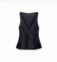 Load image into Gallery viewer, Anderson Pin Striped Ruffled Fitted Top
