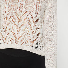 Load image into Gallery viewer, This BCBGMAXAZRIA knit sweater is perfect for any day! The fabric is spun from a soft cotton blend to create luxurious texture and dimension, this mixed-stitch crewneck sweater features a distinctive chevron pattern. Pair this with a pair of black jeans for the perfect weekend look.
