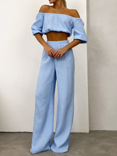 Load image into Gallery viewer, Kallie Way Off Shoulder Pants Set
