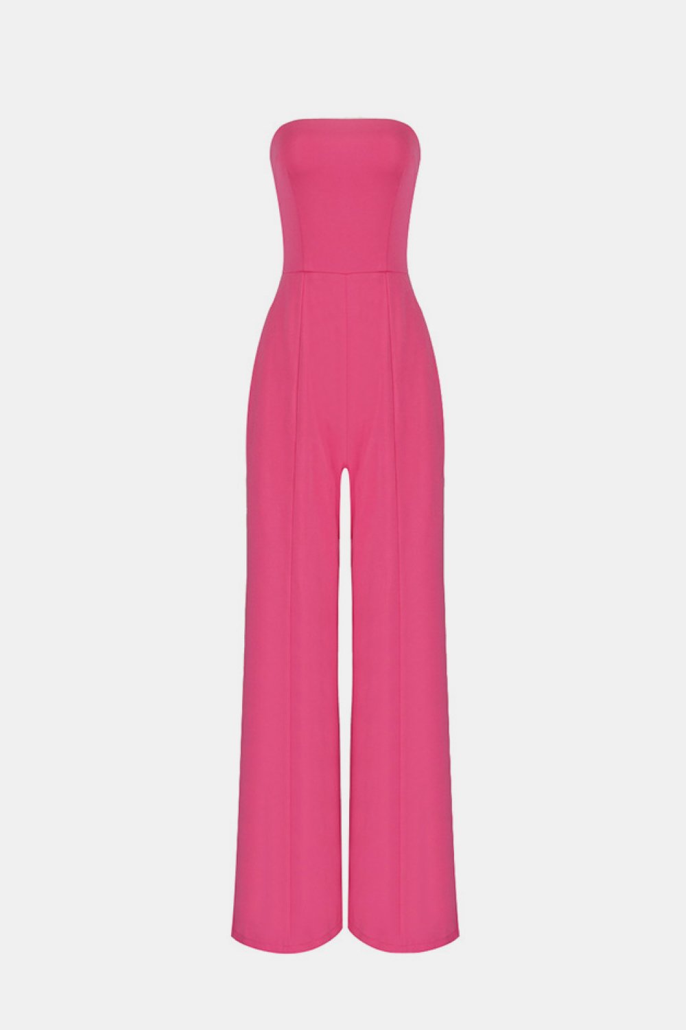 No matter the occasion, the All Inclusive Strapless Jumpsuit is sure to impress!  Featuring ahugging figure with an invisible zip closure at back, princess-seamed bodice with an elasticized back, strapless and welt pockets detailing. This endless strapless jumpsuit in classic solid color is perfect from day to night. Complete it with a mini clutch and heels for a sophisticated look. 