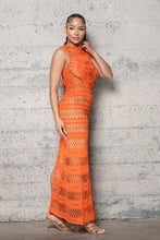 Load image into Gallery viewer, Show off center stage at a grand event wearing this risky maxi dress. This crochet knit split side maxi dress is the staple piece you need for your vacay wardrobe. This crochet maxi dress is perfect layered over a stone bikini, sandals and your vacay essentials for a look like no other.
