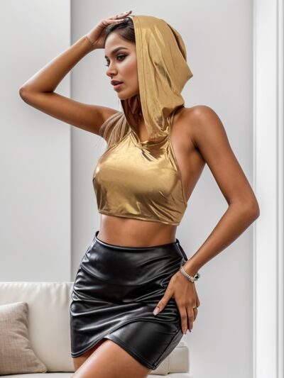 Create a trend with our Not Your Average Backless Cropped Hooded tank top. The stretchy soft material ensures a perfect fit. Sexy fun cut crop top for a girl's night out, complete the look with heels and a bag for an effortlessly ensemble.