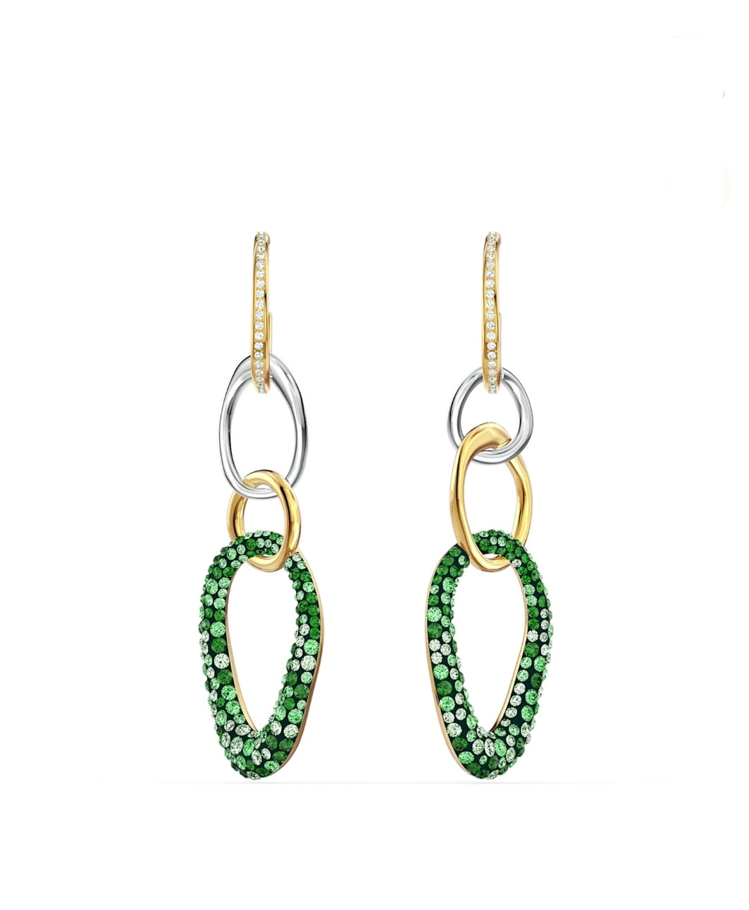 A celebration of femininity and modern design, this pair of pierced earrings by Swarovski draws inspiration from the element of Earth for a striking and brilliant must-have with a modern, asymmetric look.