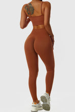 Load image into Gallery viewer, Get ready to show off your confident side with these leggings. Featuring a rust color material with an amazing breathable elastic waistband that feels like skin and a high waisted fit. Team with the matching top, a trench coat and chunky kicks for the perfect off-duty look.
