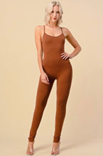 Load image into Gallery viewer, Fit for every season! Comfort never looked so sexy. All tied up Chocolate jumpsuit is made from flexible, soft, and stretchy cotton material and features a spaghetti strap, Pair this catsuit with stylish high heels and handbag for a complete look.
