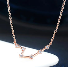 Load image into Gallery viewer, Keep your lucky stars with you at all times with the Virgo Astrology Constellation Necklace. A unique and cute dainty necklace you can wear to any occasion. Carry your love for astrology and connection to your birth sign everywhere you go with this zodiac necklace.
