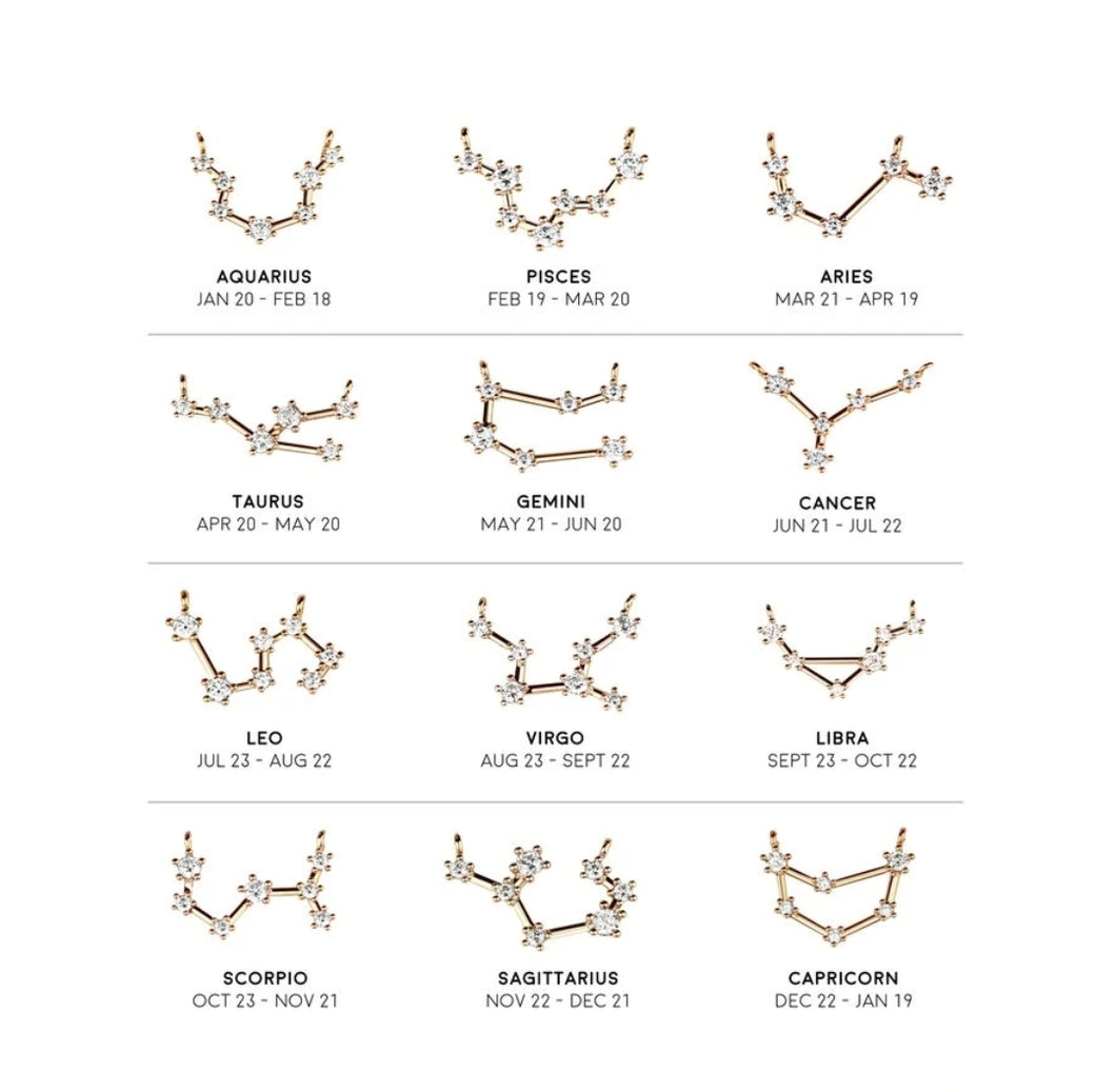 Keep your lucky stars with you at all times with the Sagittarius Astrology Constellation Necklace. A unique and cute dainty necklace you can wear to any occasion. Carry your love for astrology and connection to your birth sign everywhere you go with this zodiac necklace.