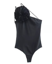 Load image into Gallery viewer, We&#39;re bringing you our new Zara collection this cute floral asymmetric bodysuit! Perfect for building your favorite looks all year round. This bodysuit comes in a luxurious s fabric has asymmetrical strap&#39;s features beautiful flower on the front plunging square neckline, sexy cut out back and snap seat closure, and soft breathable fabric that is easy to wash. 
