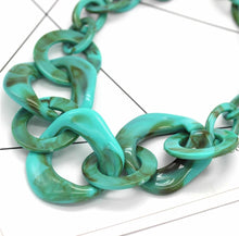 Load image into Gallery viewer, This flawless chunky Turquoise acrylic necklace set is a dream. Not only will it give you the party look you desire, but also make it simple to transition from summer to fall and even winter.
