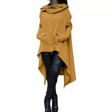 Load image into Gallery viewer, The Lightweight Poncho Hoodie is great for layering. Featuring a soft cotton hooded cardigan, asymmetrical design and drawstring hood. This cute poncho is perfect for travel or extra chilly days when you need an additional layer. It’s a great season transition staple piece in your wardrobe.
