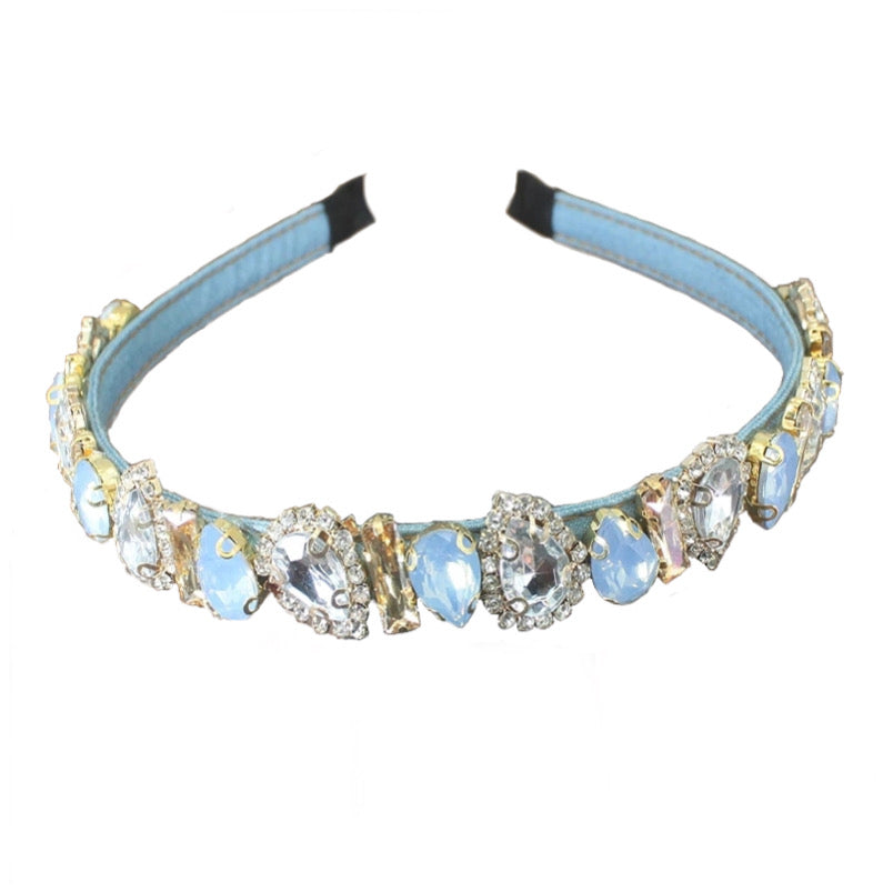 The bling crystal denim headband is beautiful and elegant. Multicolor rhinestones. Wear your favorite jeans and crop top. It always looks perfect. Is extremely comfortable and this headband makes a glamorous statement piece.
