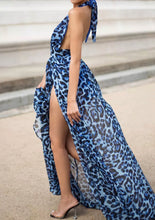 Load image into Gallery viewer, Pryceless Angels we have a hot and sexy leopard print Maxi Dress will have you standing out in the crowd! It has a deep v-neckline making the dress stylish and sexy, while the cut out back adds a flirty touch. This dress is great for multiple occasions. You can pair this dress with gold accessories and pair high heels and a cute clutch purse to complete your look! 
