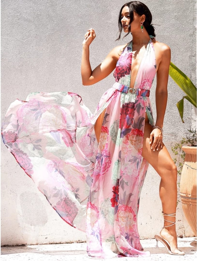 fionna floral maxi dress pink Fiona Maxi Dress Florabelle - Light Pink Floral Maxi Dress