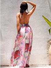 Load image into Gallery viewer, Hot and Sexy Floral Fiona Maxi Dress will have you standing out in the crowd! It has a cut out side making the dress stylish and sexy, while the belt adds a flirty touch the dress also has a bodysuit attached. This dress is great for multiple occasions. You can pair this dress with gold accessories an pair of clear or pink heels and a cute clutch purse to complete your look! 
