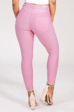 Load image into Gallery viewer, If you don&#39;t have this closet essential, you are missing out! These high rise, Barbie pink, skinny jeans are made of super stretchy material and making them the jeans that every girl needs. They feature two back pockets and a front zipper and button to close. These are the pants that you can wear to work, dinner, or the club. Pair with heels and a great top to create the perfect outfit.
