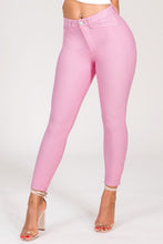 Load image into Gallery viewer, If you don&#39;t have this closet essential, you are missing out! These high rise, Barbie pink, skinny jeans are made of super stretchy material and making them the jeans that every girl needs. They feature two back pockets and a front zipper and button to close. These are the pants that you can wear to work, dinner, or the club. Pair with heels and a great top to create the perfect outfit.
