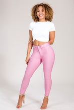 Load image into Gallery viewer, If you don&#39;t have this closet essential, you are missing out! These high rise, Barbie pink, skinny jeans are made of super stretchy material and making them the jeans that every girl needs. They feature two back pockets and a front zipper and button to close. These are the pants that you can wear to work, dinner, or the club. Pair with heels and a great top to create the perfect outfit.
