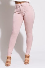 Load image into Gallery viewer, If you don&#39;t have this closet essential, you are missing out! These high rise, rose pink, skinny jeans are made of super stretchy material and making them the jeans that every girl needs. They feature two back pockets and a front zipper and button to close. These are the pants that you can wear to work, dinner, or the club. Pair with heels and a great top to create the perfect outfit.

