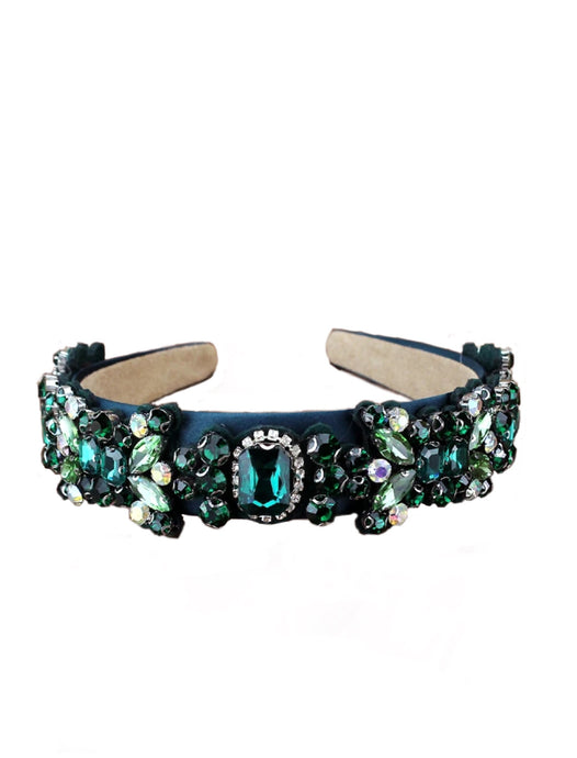 The green crystal headband is beautiful and elegant. Green rhinestones. Wear with a luxurious white dress or your favorite jeans and t-shirt. It always looks perfect. Is extremely comfortable and this headband makes a glamorous statement piece.