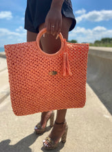 Load image into Gallery viewer, Lets Go To the Beach Woven Purse - Peach
