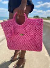 Load image into Gallery viewer, Lets Go To the Beach Woven Purse - Barbie Pink
