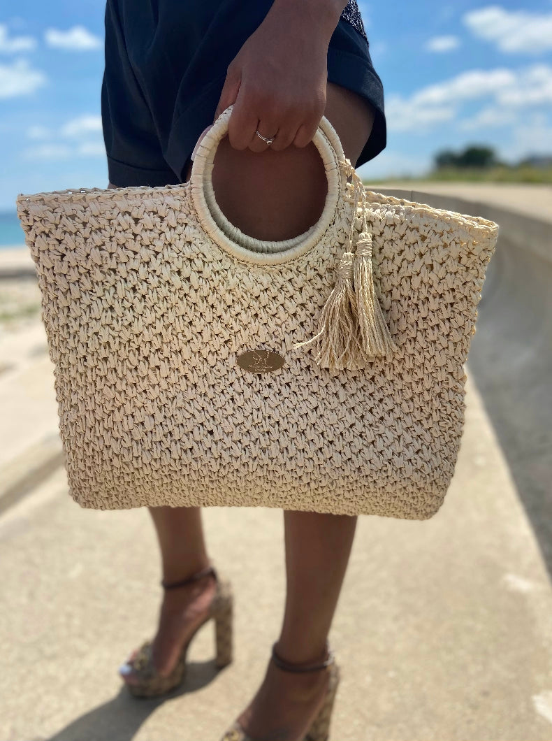 Lets Go To the Beach Woven Purse - Sand