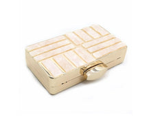 Load image into Gallery viewer, This marble acrylic clutch is elegant, glamorous and fashionable. A stylish and convenient addition to your accessory collection. With room for all your must-have gizmos, this rectangular purse has a removable crossbody strap and gold hardware.  Great present for your friend, your family or yourself. This unique &amp; beautiful design will make you shine.
