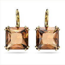 Load image into Gallery viewer, A celebration of femininity and modern design, these Swarovski earrings Bold yet refined, these pierced earrings are a timeless everyday choice. Featuring square cut crystals in a warm orange hue, this pair is finished with a classic, gold tone plated setting. Style yours with denim or sharp tailoring with this versatile design, anything goes.
