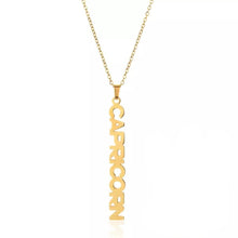 Load image into Gallery viewer, This Capricorn necklace is perfect for any outfit, you can also layer it with your favorite necklaces to create a unique style! Each sign of the Zodiac has its own symbol and a Cubic Zirconia finish for the constellation. You&#39;ll have heads turning, living glam, and feeling iconic with this vertical design.
