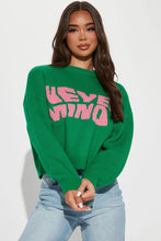 Load image into Gallery viewer, The Never Mind Mi ribbed Sweater is a super soft, ribbed knit crop sweater with a crewneck line and a vibrant fun color-blocked design. This sweater has a lot of stretch and is perfect to pair with denim and heels for a fun day out with your girls!

