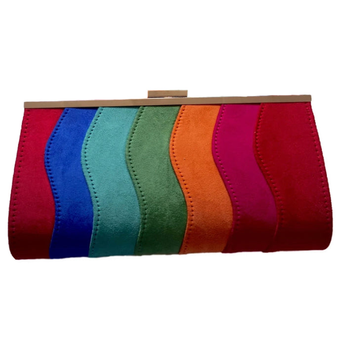 This is a super cute fancy yet casual clutch. The exterior has shades of blue, green, orange, pink, and red. Complement a  dress or Perfect for a jean outfit and a night out with friends.