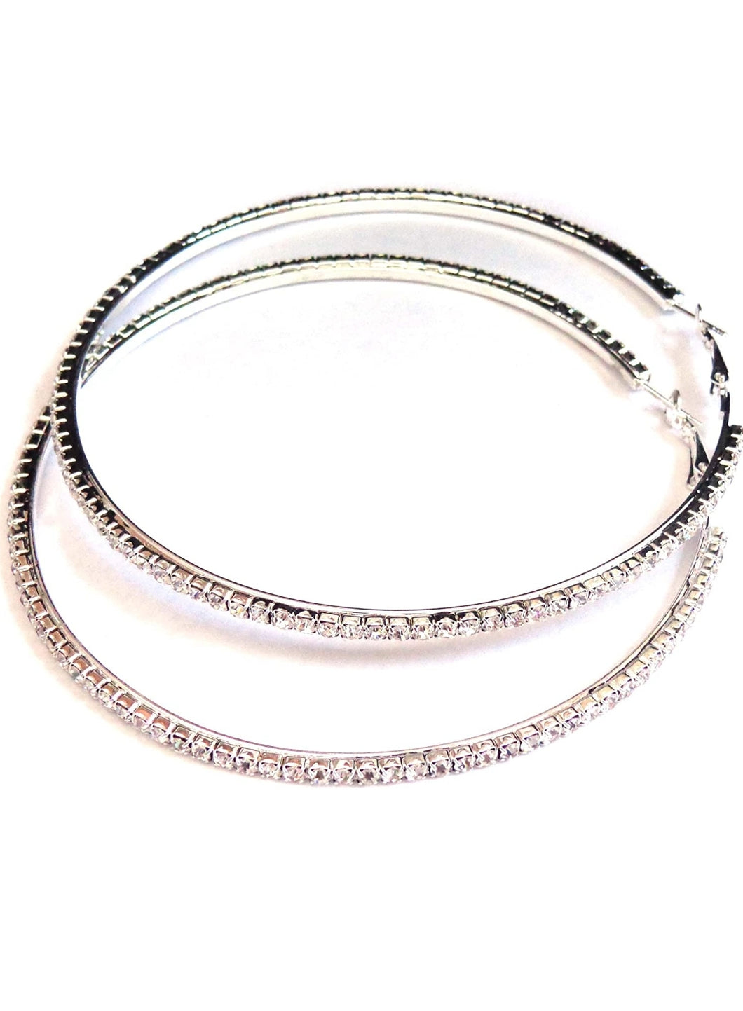 Add some sparkle and shine with these beautifully detailed silver hoop earrings. Featuring jeweled detailing on a silver-tone setting, these earrings are perfect for all occasions.