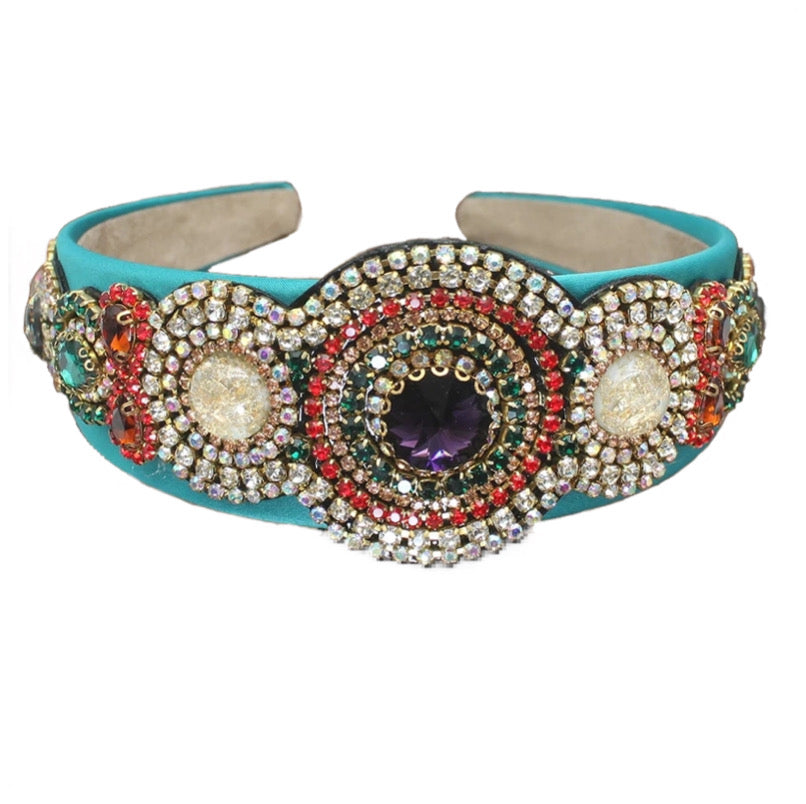 The turquoise bohemian headband is beautiful. Hand beaded multi color gems are so delicately making any hairstyle look elegant. Wear with a luxurious crème dress or your favorite jeans and t-shirt. It always looks perfect. Is extremely comfortable and this headband makes a glamorous statement piece.